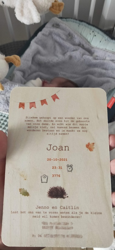 Birth card of my first daughter.